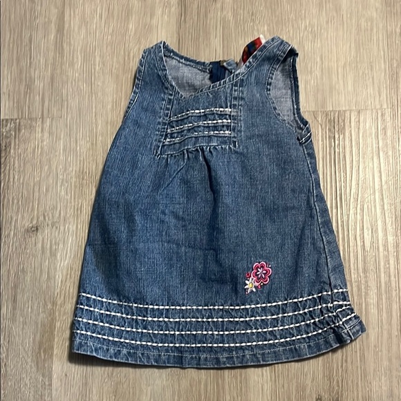 Denim Sleeveless Dress with Embroidered Flower - Picture 1 of 1